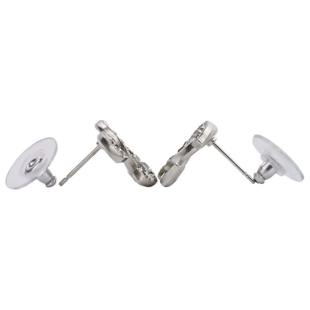 CHANEL Authentic Silver Logo Earrings - Picture 10 of 15